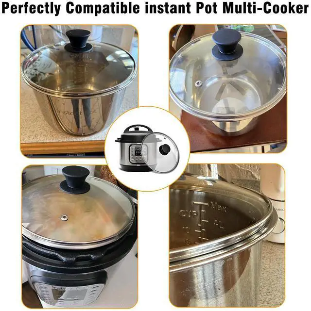 Alt view image 3 of 7 - Tempered Glass Lid for Instant Pot 3 Quart - 7.6-Inch Pressure Cooker Accessories,Replacement Parts with Silicone Top Knob & Steam Vent - Heat-Resistant, Dishwasher Safe