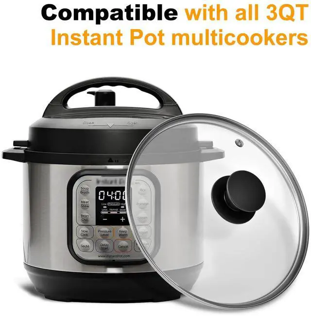 Alt view image 2 of 7 - Tempered Glass Lid for Instant Pot 3 Quart - 7.6-Inch Pressure Cooker Accessories,Replacement Parts with Silicone Top Knob & Steam Vent - Heat-Resistant, Dishwasher Safe