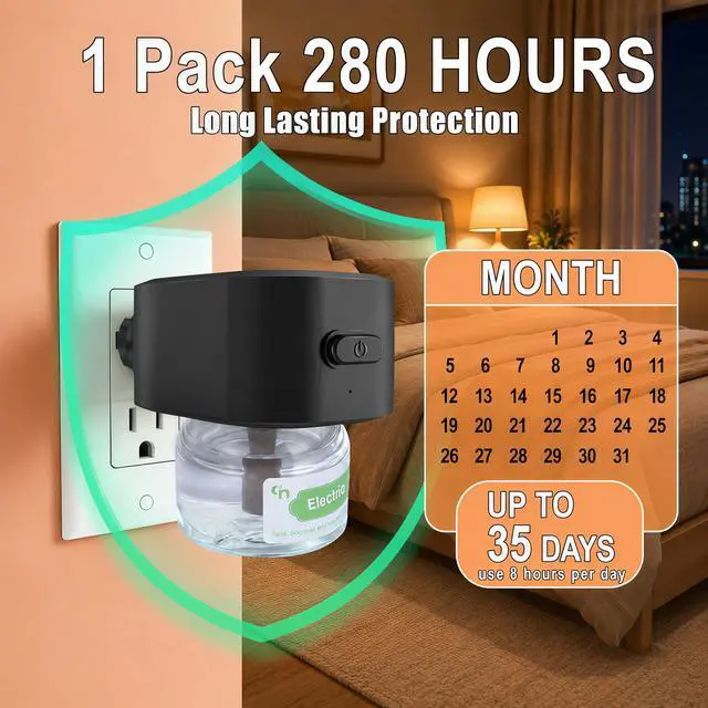 Alt view image 5 of 7 - Indoor Mosquito Repellent Device, Electric Plug in Mosquito Repellent Indoor Home Use, Mosquito Repeller for Bedroom Living Room Office Kitchen Hotel