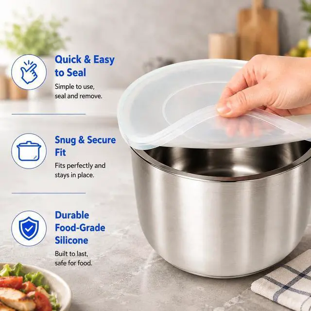 Alt view image 3 of 7 - Silicone Lid for Instant Pot 8 Quart, Airtight Inner Pot Cover for Food Storage, Reusable, Microwave & Freezer Safe, Dishwasher Safe, TranslucentTransparent White, 8QT)