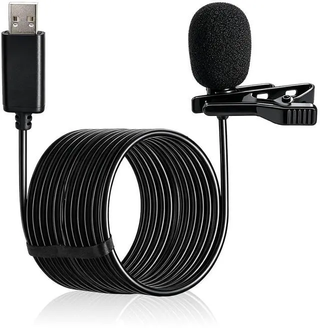 Main image of USB Lavalier Microphone for Computer, Omnidirectional Condenser USB-A Computer Microphone for Laptop, PC and Mac, Perfect Podcasting, Gaming, Streaming and Desktop Mic, 2M Cable