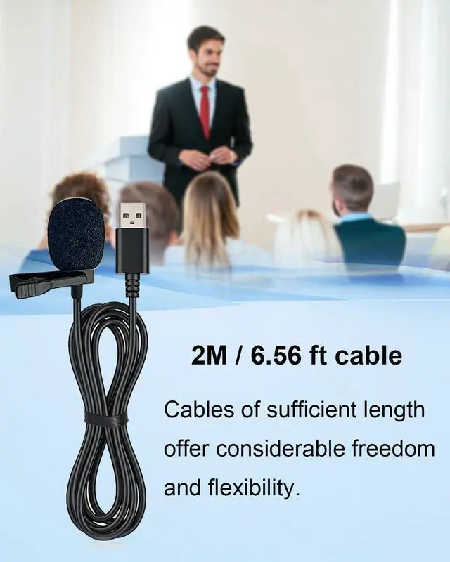 Alt view image 3 of 7 - USB Lavalier Microphone for Computer, Omnidirectional Condenser USB-A Computer Microphone for Laptop, PC and Mac, Perfect Podcasting, Gaming, Streaming and Desktop Mic, 2M Cable