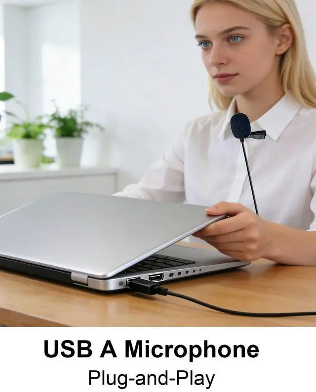 Alt view image 5 of 7 - USB Lavalier Microphone for Computer, Omnidirectional Condenser USB-A Computer Microphone for Laptop, PC and Mac, Perfect Podcasting, Gaming, Streaming and Desktop Mic, 2M Cable