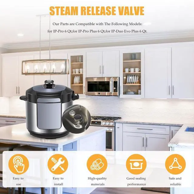 Alt view image 5 of 6 - Replacement Parts Fit for Instant Pot IP-Pro 60/Duo Plus 6QT, Steam Release Valve Lid Replacement for Instapot, Pressure Valve Float & Sealing Ring for Instant Pot -10Pcs (New Version)