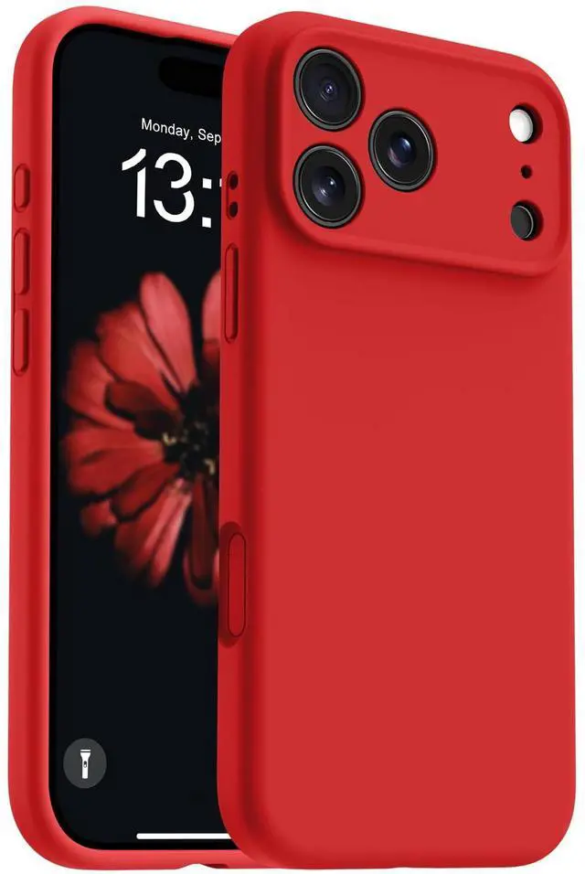 Main image of Magnetic for iPhone 17 Pro Max Case,Compatible with Magsafe,Classic Liquid Silicone Mobile Phone Case,Integrated Camera Control Button,Anti-Scratch Microfiber Lining, Red