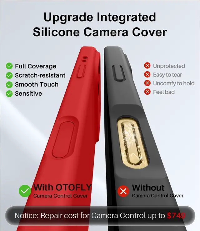 Alt view image 6 of 7 - Magnetic for iPhone 17 Pro Max Case,Compatible with Magsafe,Classic Liquid Silicone Mobile Phone Case,Integrated Camera Control Button,Anti-Scratch Microfiber Lining, Red