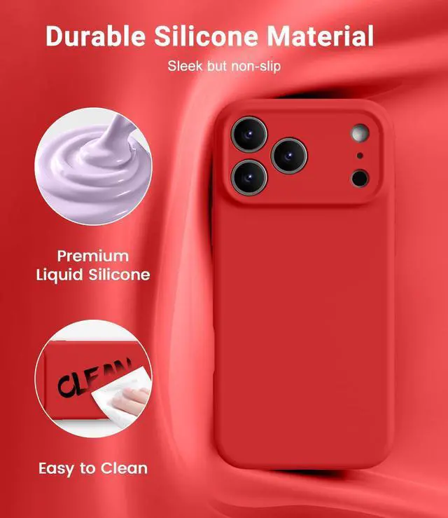 Alt view image 3 of 7 - Magnetic for iPhone 17 Pro Max Case,Compatible with Magsafe,Classic Liquid Silicone Mobile Phone Case,Integrated Camera Control Button,Anti-Scratch Microfiber Lining, Red
