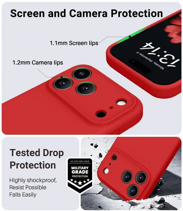 Alt view image 5 of 7 - Magnetic for iPhone 17 Pro Max Case,Compatible with Magsafe,Classic Liquid Silicone Mobile Phone Case,Integrated Camera Control Button,Anti-Scratch Microfiber Lining, Red