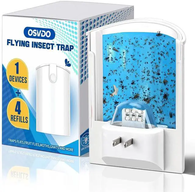 Main image of Blue UV Light Flying Insect Trap, Plug-in Bug Catcher with 4 Sticky Refills for 100+ Days, Fly Catcher for Flies, Fruit Flies, Gnats, Moths, Silent for Home