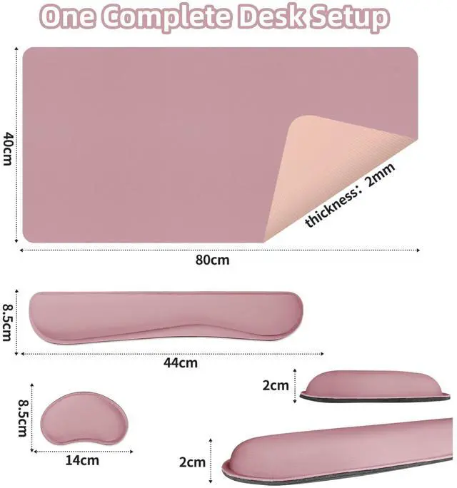Alt view image 2 of 7 - Mouse Pad and Keyboard Wrist Rest, 3-in-1 Large Keyboard and Mouse Pad Set, Ergonomic Wrist Rest for Computer Keyboards, Non-Slip Desk Mat Protector for Women (Purple Pink, 31.5" X 15.7")