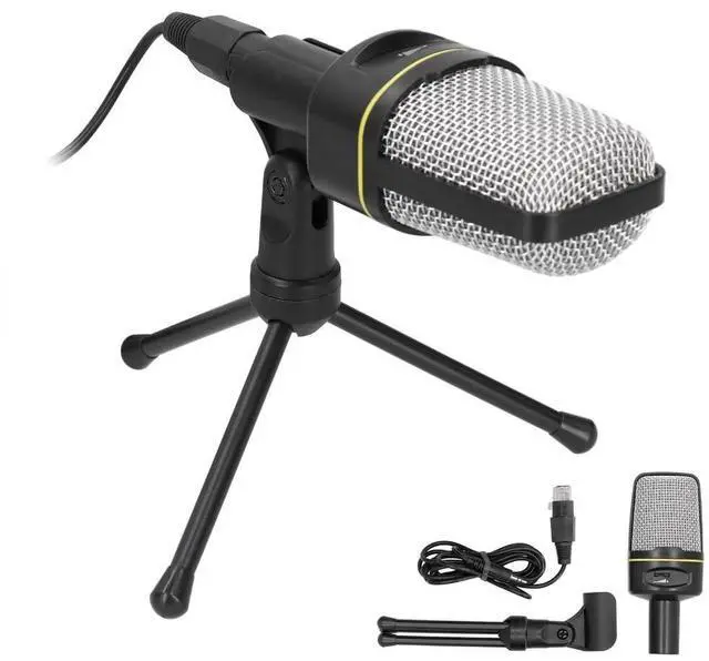 Main image of 3.5mm Condenser Microphone with Volume Control Omnidirectional Recording Mic with Desktop Tripod for Podcasting & Gaming