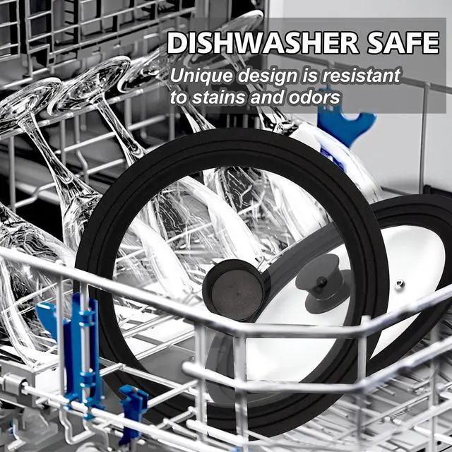 Alt view image 6 of 6 - Tempered Glass Lid - Universal Lid with Heat Resistant Silicone Rim for Pots, Pans and Skillets - Pan Cover Replacement Lid Fits 9.5", 10" and 11" Diameter Cookware