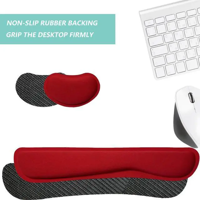 Alt view image 4 of 7 - Keyboard Wrist Rest Mouse Wrist Support Set, Memory Foam Wrist Rest Pad for Computer Laptop Keyboard Mouse, Ergonomic Wrist Cushion Support for Typing Pain Relief, Gaming Home Office, Red