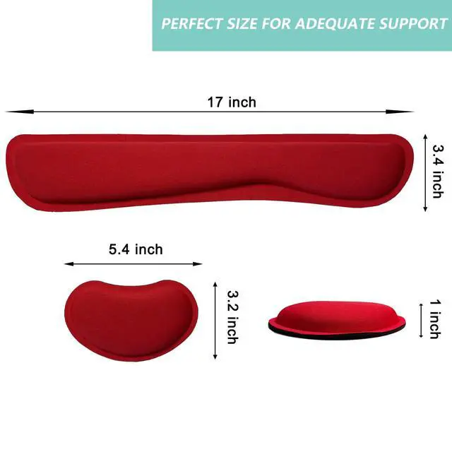 Alt view image 6 of 7 - Keyboard Wrist Rest Mouse Wrist Support Set, Memory Foam Wrist Rest Pad for Computer Laptop Keyboard Mouse, Ergonomic Wrist Cushion Support for Typing Pain Relief, Gaming Home Office, Red