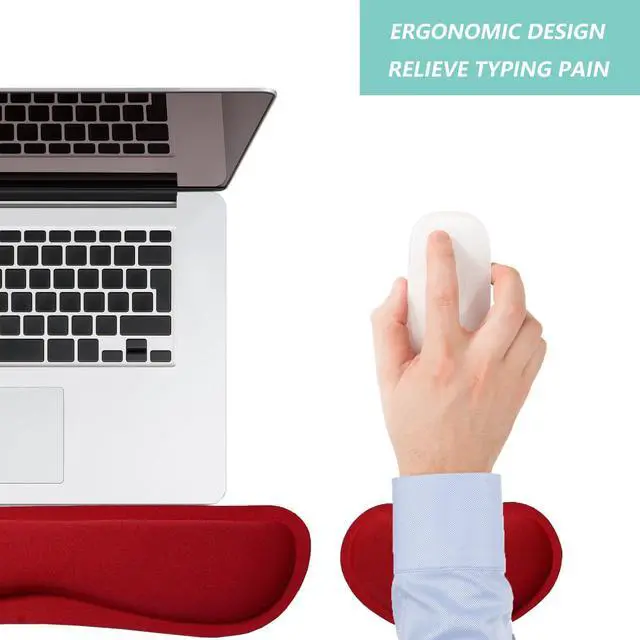 Alt view image 7 of 7 - Keyboard Wrist Rest Mouse Wrist Support Set, Memory Foam Wrist Rest Pad for Computer Laptop Keyboard Mouse, Ergonomic Wrist Cushion Support for Typing Pain Relief, Gaming Home Office, Red