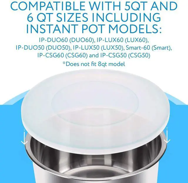 Alt view image 3 of 4 - 6 Quart Silicone Inner Pot Lid Compatible with Instant Pot DUO60/LUX60/Smart60 Pressure Cooker Cover - Clear, Retains Steam - Dishwasher & Freezer Safe Silicone Lid