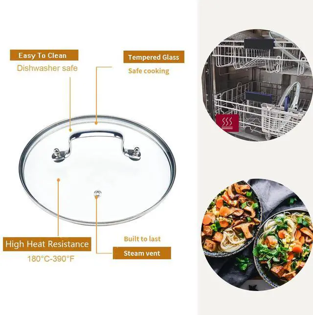 Alt view image 3 of 6 - 10inch /26cm Clear Glass Pot Lid with Stainless Steel Handle - Tempered Glass Replacement Lid for Frying Pan, Fry Pan, Skillet
