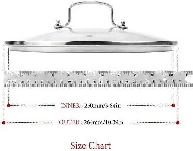 Alt view image 4 of 6 - 10inch /26cm Clear Glass Pot Lid with Stainless Steel Handle - Tempered Glass Replacement Lid for Frying Pan, Fry Pan, Skillet