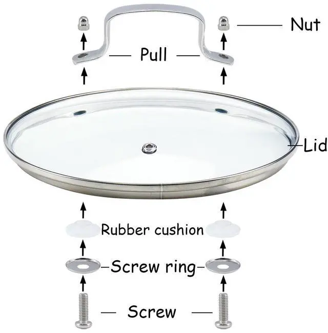 Alt view image 5 of 6 - 10inch /26cm Clear Glass Pot Lid with Stainless Steel Handle - Tempered Glass Replacement Lid for Frying Pan, Fry Pan, Skillet
