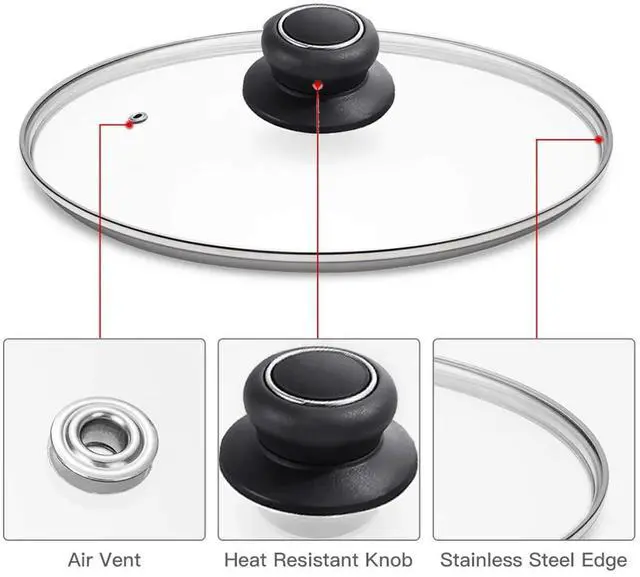 Alt view image 6 of 7 - Glass Lid for Instant Pot 6 QT, 9.1 Inch Pressure Cooker Replacement Accessories, Heat-resistant Handle, Clear
