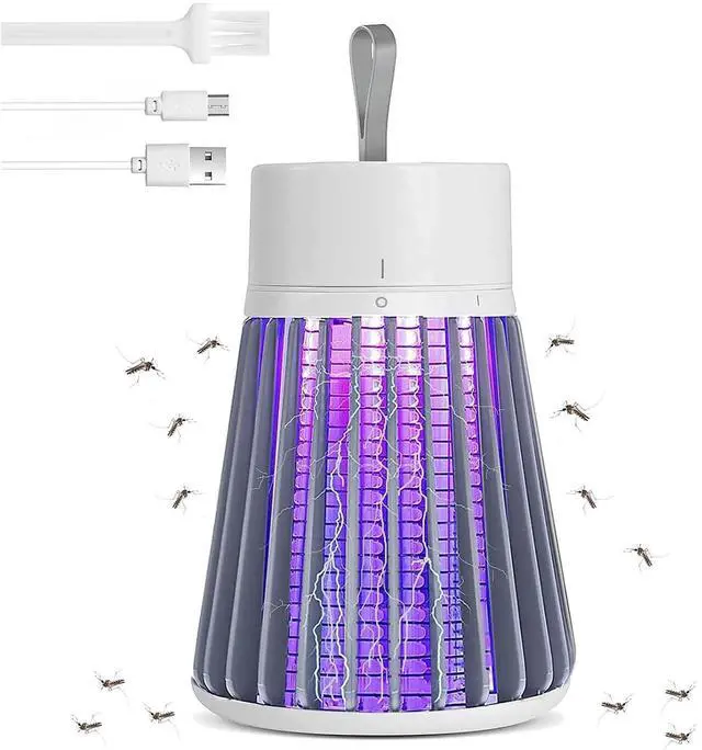 Main image of Electric Bug Zapper Indoor Outdoor, Rechargeable Mosquito Killer with 2500V Grid, Portable Fly Traps for Home Kitchen, Camping Tent Patio, UV Light Insect Gnat Zapper, Safety Grid, Grey