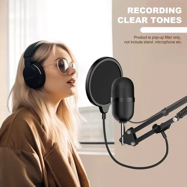 Alt view image 7 of 7 - Professional Microphone Pop Filter Mask Shield For Blue Yeti and Any Other Microphone,Mic Dual Layered Wind Pop Screen With Flexible 360° Gooseneck Clip Stabilizing Arm