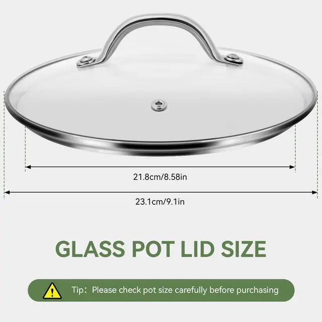 Alt view image 3 of 7 - 9.1 InchTempered Glass Lid Replacement for Instant Pot 6 Quart, Electric Pressure Cooker Pot Lid Accessories, Slow Crock Cooking Pot Lid Mit Stainless Steel Handle and Rim