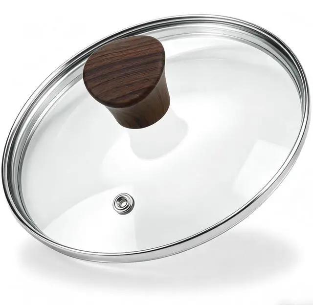 Main image of 6.5 Inch Tempered Glass Lid, Universal Pot and Pan Cover Replacement for Home Kitchen Cooking - Dishwasher Safe Cookware Cover with 304 Stainless Steel Edge & Heat Resistant Bakelite Knob