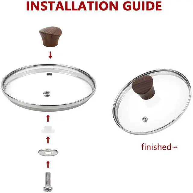 Alt view image 3 of 6 - 6.5 Inch Tempered Glass Lid, Universal Pot and Pan Cover Replacement for Home Kitchen Cooking - Dishwasher Safe Cookware Cover with 304 Stainless Steel Edge & Heat Resistant Bakelite Knob
