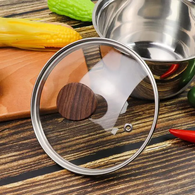 Alt view image 5 of 6 - 6.5 Inch Tempered Glass Lid, Universal Pot and Pan Cover Replacement for Home Kitchen Cooking - Dishwasher Safe Cookware Cover with 304 Stainless Steel Edge & Heat Resistant Bakelite Knob