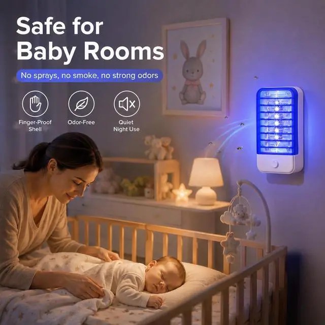 Alt view image 2 of 7 - 2026 Bug Zapper Indoor Plug in Mosquito Zapper Indoor,4Pack Baby Safe Mosquito Killer for Nursery&Bedroom,Fruit Fly Zapper Insect Killer with 365nm Blue Light,Plug in Gnat Killer for Kitchen&Plant
