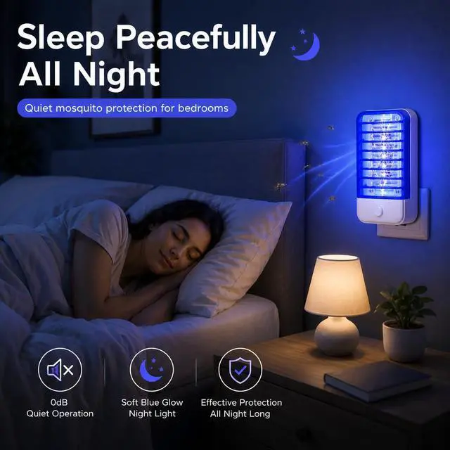 Alt view image 3 of 7 - 2026 Bug Zapper Indoor Plug in Mosquito Zapper Indoor,4Pack Baby Safe Mosquito Killer for Nursery&Bedroom,Fruit Fly Zapper Insect Killer with 365nm Blue Light,Plug in Gnat Killer for Kitchen&Plant