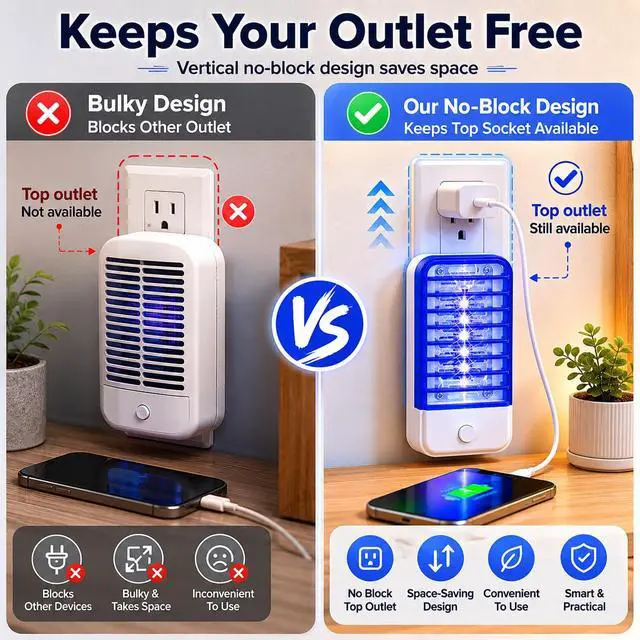 Alt view image 7 of 7 - 2026 Bug Zapper Indoor Plug in Mosquito Zapper Indoor,4Pack Baby Safe Mosquito Killer for Nursery&Bedroom,Fruit Fly Zapper Insect Killer with 365nm Blue Light,Plug in Gnat Killer for Kitchen&Plant
