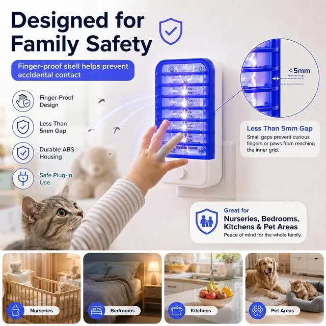 Alt view image 6 of 7 - 2026 Bug Zapper Indoor Plug in Mosquito Zapper Indoor,4Pack Baby Safe Mosquito Killer for Nursery&Bedroom,Fruit Fly Zapper Insect Killer with 365nm Blue Light,Plug in Gnat Killer for Kitchen&Plant