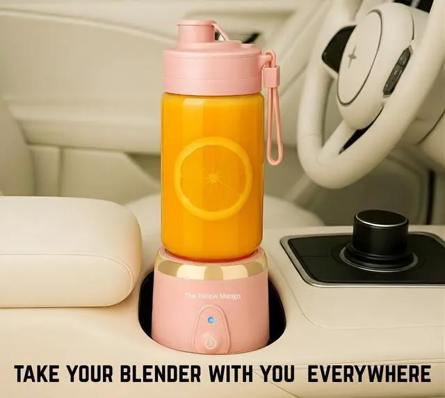 Alt view image 5 of 7 - Portable Glass Blender Cup, Electric USB Mini Juicer Blender for Shakes and Smoothies, 500ml, 12 Stainless Steel Blades, Rechargeable, Lightweight, Black, Ideal for Travel & Gym (Pink)