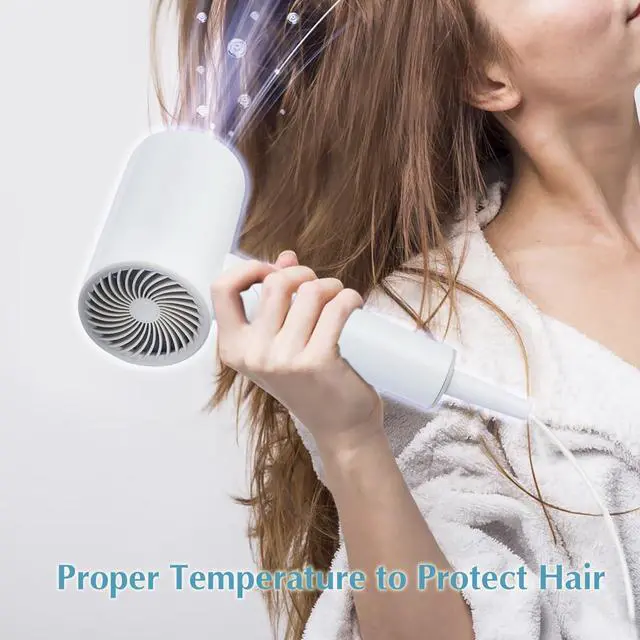 Alt view image 5 of 6 - Hair Dryer, 1600W Small Foldable Hair Blow Dryer, Fast Drying Travel Hair Dryer, White