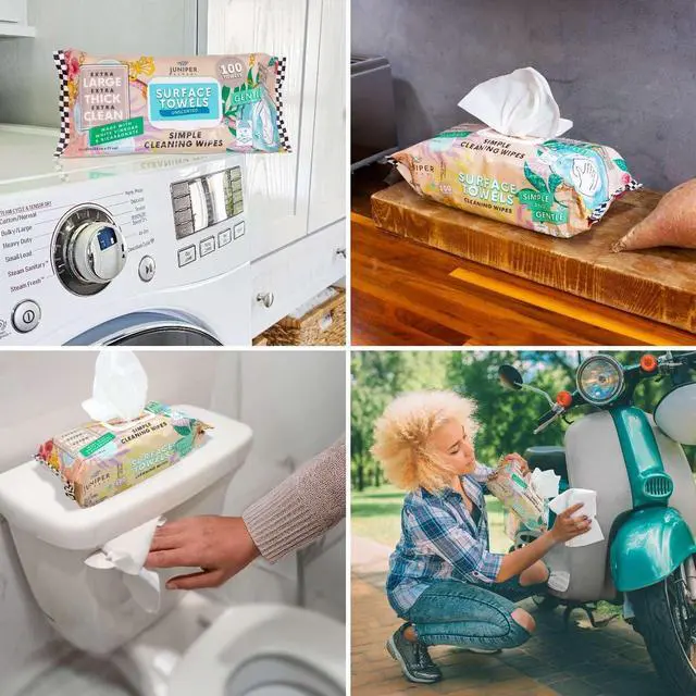 Alt view image 4 of 5 - Single Surface Cleaning Wipes Bleach Free, Thick & Large Dispose, All-Purpose Cleaner for Bathroom, Kitchen, Office, 100 Count Soft Flow, Biodegradable, No Scent