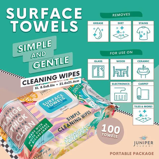 Alt view image 2 of 5 - Single Surface Cleaning Wipes Bleach Free, Thick & Large Dispose, All-Purpose Cleaner for Bathroom, Kitchen, Office, 100 Count Soft Flow, Biodegradable, No Scent