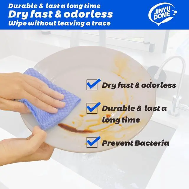 Alt view image 6 of 6 - Disposable Kitchen Cleaning Cloths Dish Towels Dish Cloth Reusable Cloths for Kitchen, Bathroom, Household Cleaning (Blue 100 Pack)