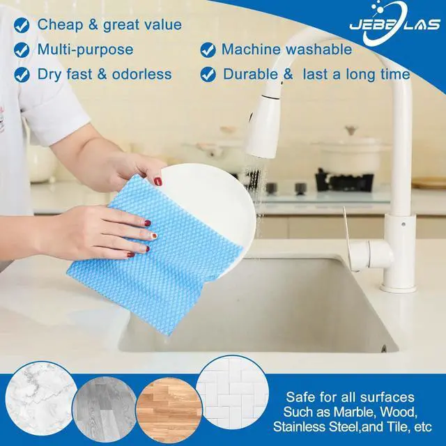 Alt view image 2 of 7 - Disposable Dish Towels and Cloths, Reusable Wipes, 50 Count/Pack, Green