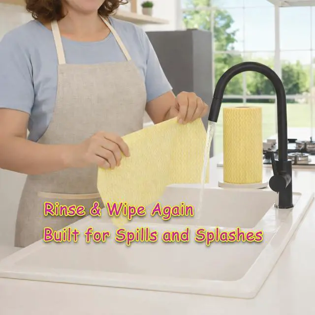 Alt view image 5 of 6 - Disposable Cleaning Cloths Wipe Roll, Dish Wash Cloths, Cleaning Washcloth Towel for Kitchen Bathroom Furniture and Car, One-Hand Tearing (Pack of 3-Rolls, 150-Sheets Total)