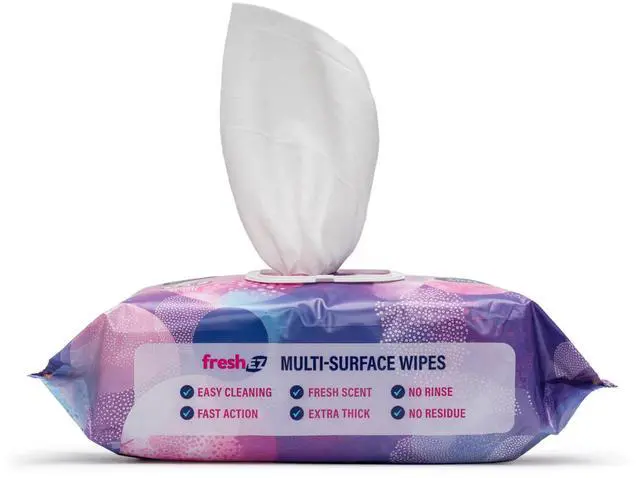 Alt view image 3 of 3 - Multi-Surface Cleaning Wipes, 2 Packs x 100 Wipes, Thick No-Rinse No-Residue Surface Wipes for Kitchen, Bathroom, Glass, Stainless Steel, Granite, Wood & Plastic (Lavender Breeze)