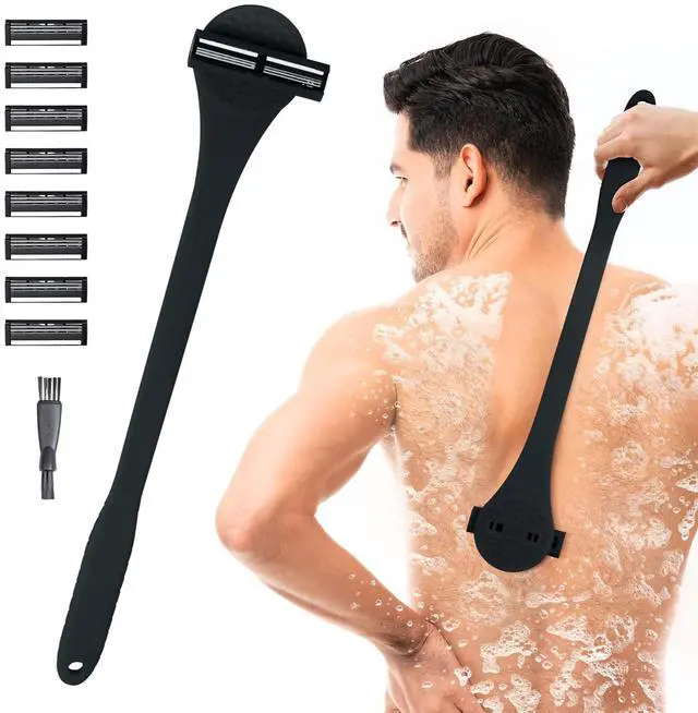 Alt view image 3 of 6 - Foldable & Silicone Back Hair Body Shaver Refill Cartridges,3 Blade Razor for Men, 10 Razors Included