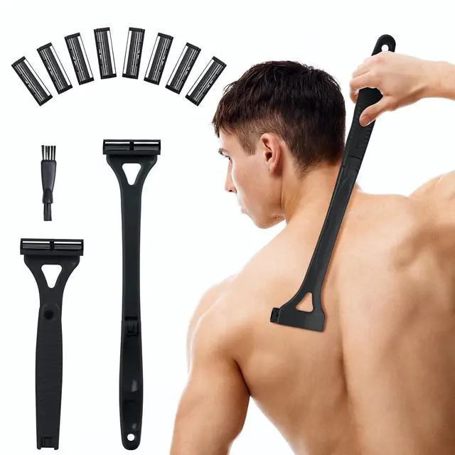Alt view image 2 of 6 - Foldable & Silicone Back Hair Body Shaver Refill Cartridges,3 Blade Razor for Men, 10 Razors Included