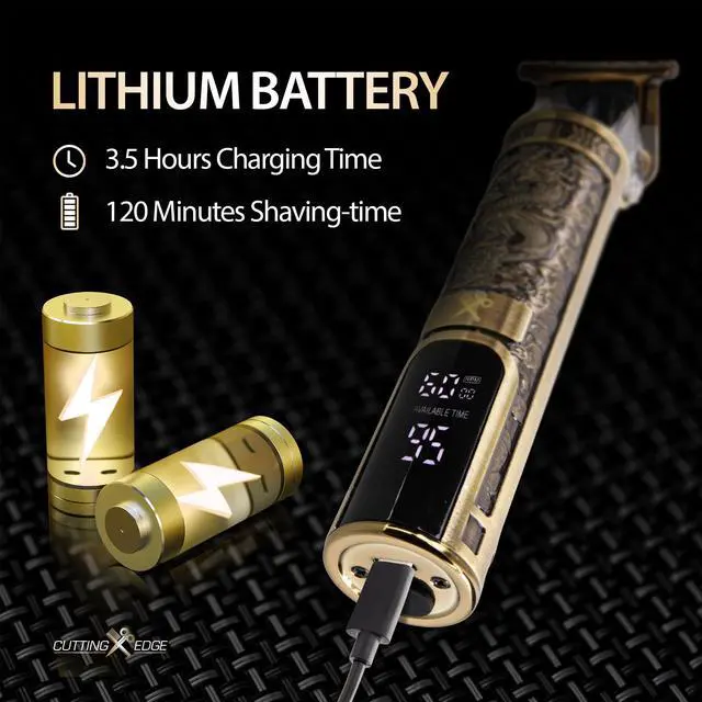 Alt view image 3 of 6 - T-Blade Trimmer for Men, Hypoallergenic T-Blade Trimmer with 4 Guide Combs (1 2 3 4mm) LCD Screen, Rechargeable 120 Minute Run-Time, Bump-Free & Irritation-Free, Dragon Ergonomic Design
