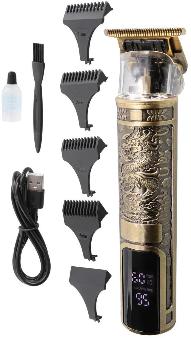 Alt view image 5 of 6 - T-Blade Trimmer for Men, Hypoallergenic T-Blade Trimmer with 4 Guide Combs (1 2 3 4mm) LCD Screen, Rechargeable 120 Minute Run-Time, Bump-Free & Irritation-Free, Dragon Ergonomic Design