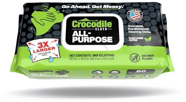 Main image of All-Purpose Cleaning Wipes 80 Count, 15"x10" Extra Large Plant-Based Disposable Cloths Moist, Absorbent, Safe on Skin, Multi-Surface Use