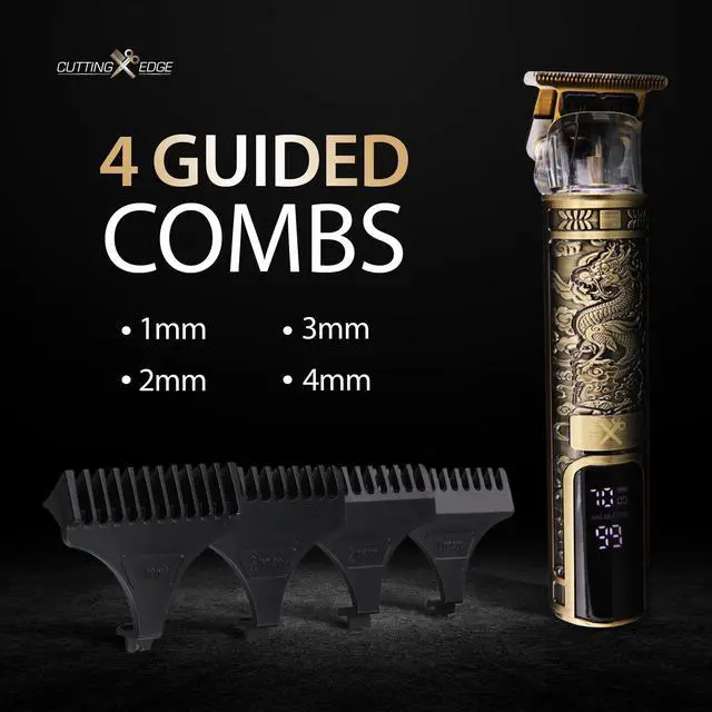 Alt view image 2 of 6 - T-Blade Trimmer for Men, Hypoallergenic T-Blade Trimmer with 4 Guide Combs (1 2 3 4mm) LCD Screen, Rechargeable 120 Minute Run-Time, Bump-Free & Irritation-Free, Dragon Ergonomic Design