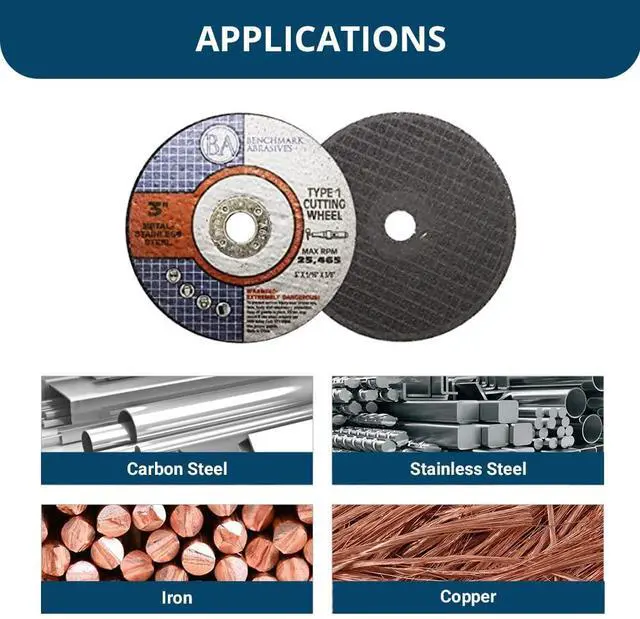 Alt view image 4 of 6 - 3 Inch Aluminum Oxide Thin Type 1 Grinder Cut Off Wheels, 1/16" Thick 3/8" Arbor for Metal and Stainless Steel Die Grinder Cutting Disc, Grinding Cutting Wheel - 25 Pack