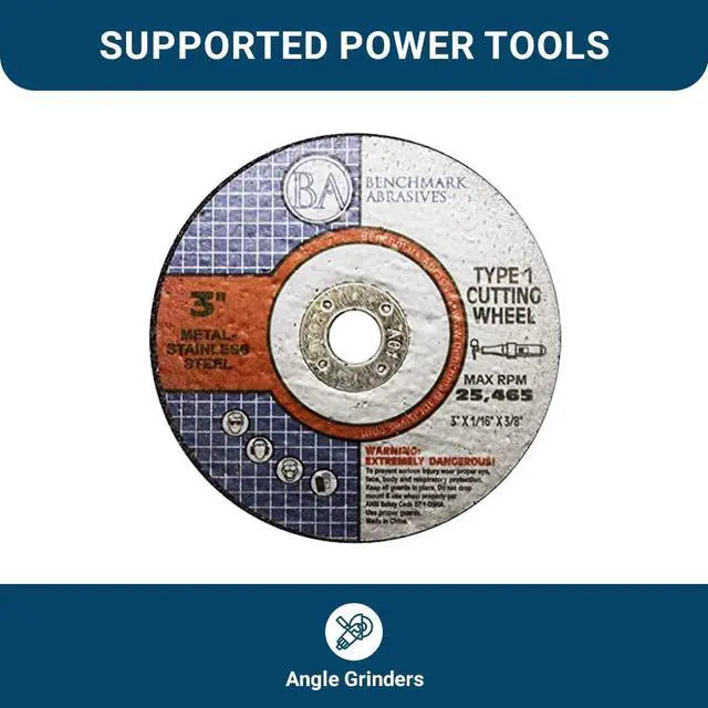 Alt view image 6 of 6 - 3 Inch Aluminum Oxide Thin Type 1 Grinder Cut Off Wheels, 1/16" Thick 3/8" Arbor for Metal and Stainless Steel Die Grinder Cutting Disc, Grinding Cutting Wheel - 25 Pack